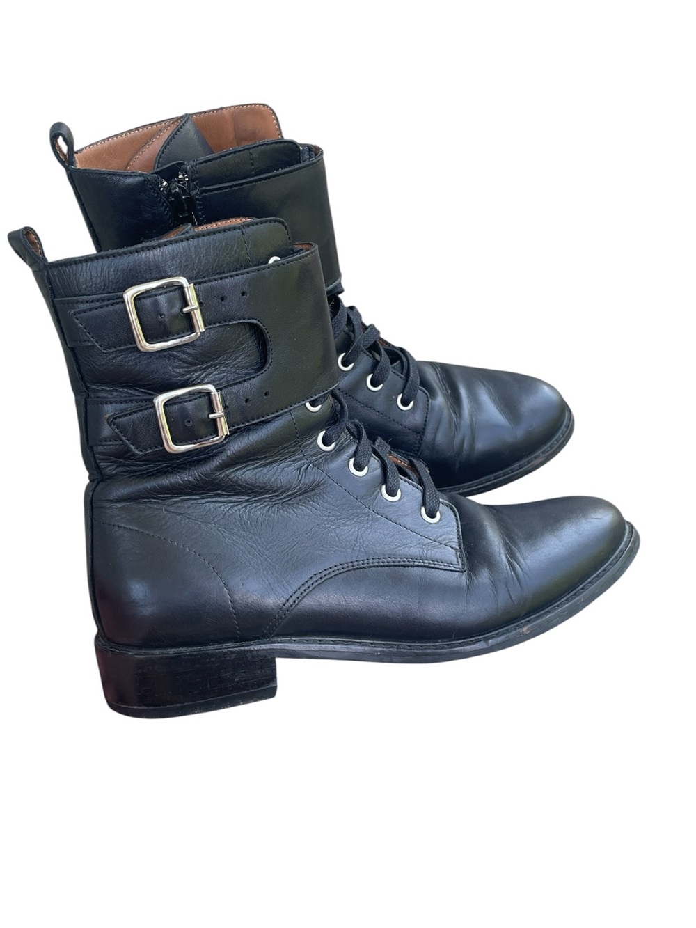 ba&sh Como Black Leather Combat Boot, Size 39, EUC